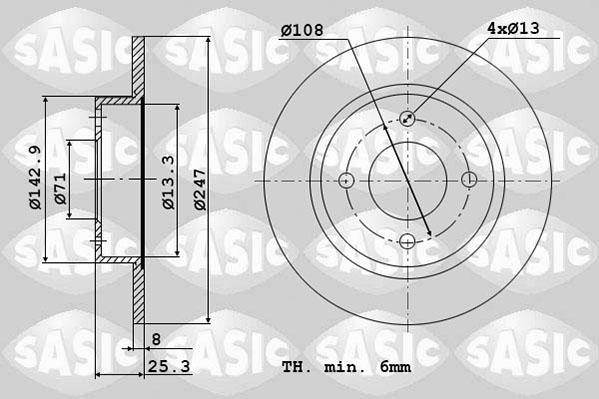 Диск тормозной SASIC 2464G64J