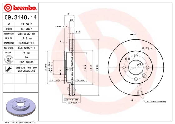 Диск тормозной AP 24156 E