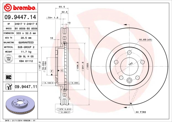 Диск тормозной BRECO BS 8506