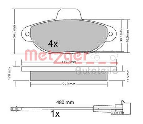Колодки тормозные дисковые METZGER 1170678