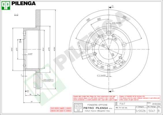 Диск тормозной PILENGA 5041