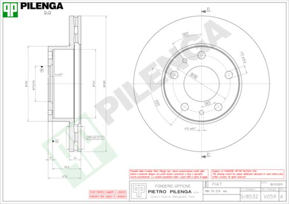 Диск тормозной PILENGA V059