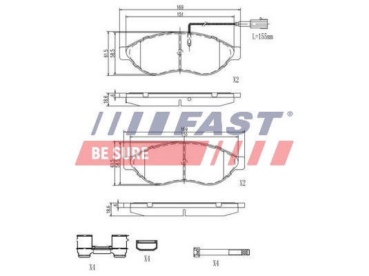 Колодки тормозные передние ducato (250) newpsa bo FAST FT29155