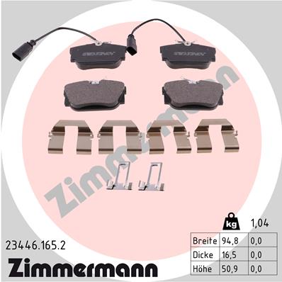 Колодки тормозные дисковые ZIMMERMANN 234461652