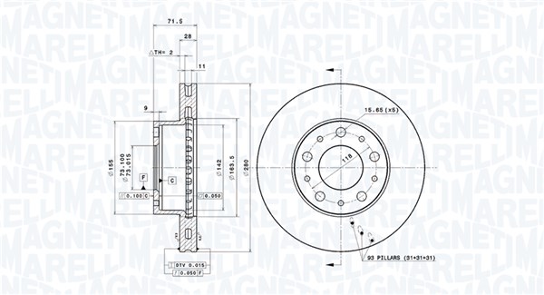 Диск тормозной MAGNETI MARELLI 360407100100