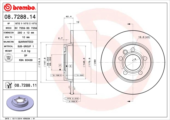 Диск тормозной AP 14715V