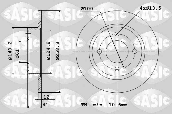 Диск тормозной SASIC 6104001
