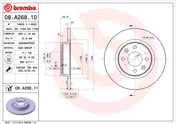 Диск тормозной BRECO BV 7720