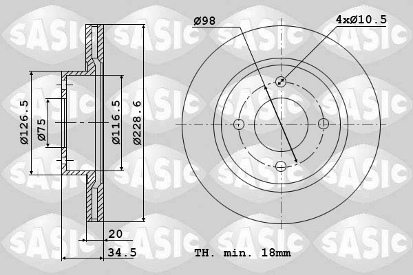 Диск тормозной SASIC 9004412J