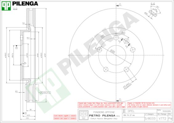 Диск тормозной PILENGA V772