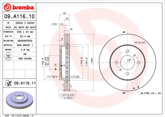 Диск тормозной AP 25022V