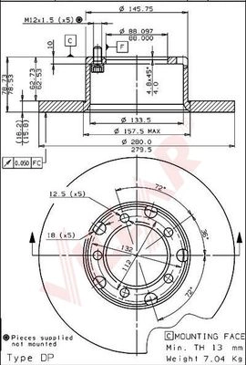 Диск тормозной VILLAR 628.1204