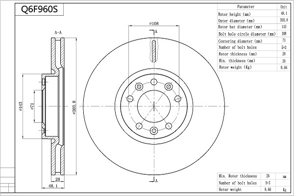Диск тормозной AISIN Q6F960S