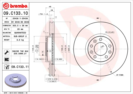 Диск тормозной AP 25439 V
