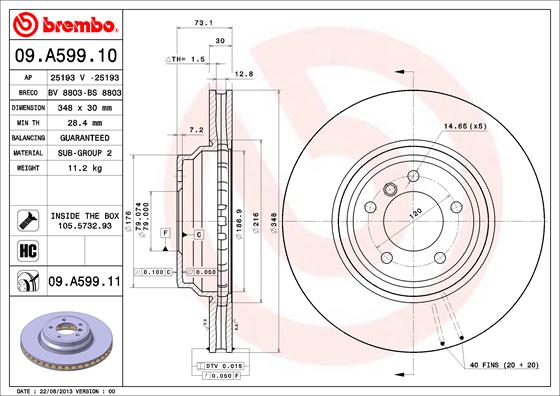 Диск тормозной BREMBO 09.A599.10