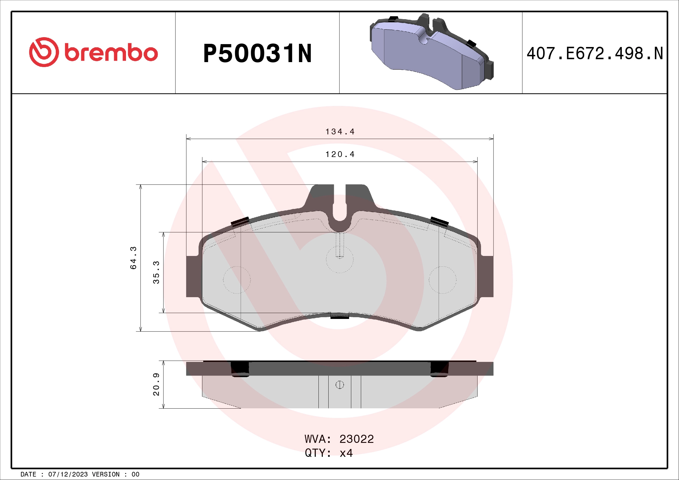 BREMBO P50031N