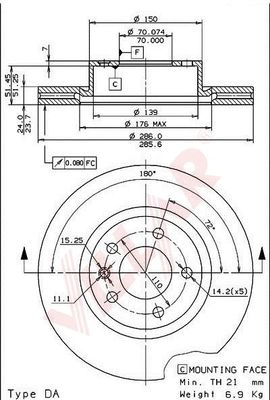 Диск тормозной VILLAR 628.1062