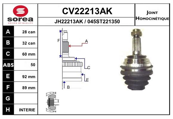 Шрус EAI CV22213AK