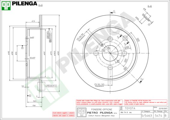 Диск тормозной PILENGA 5474