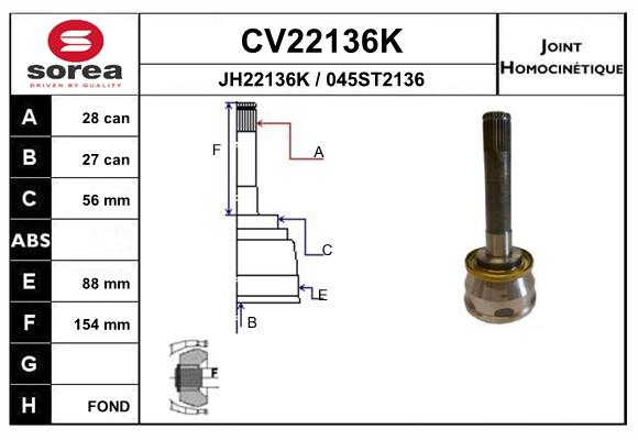 Шрус EAI CV22136K
