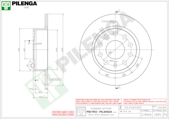 Диск тормозной PILENGA 5885