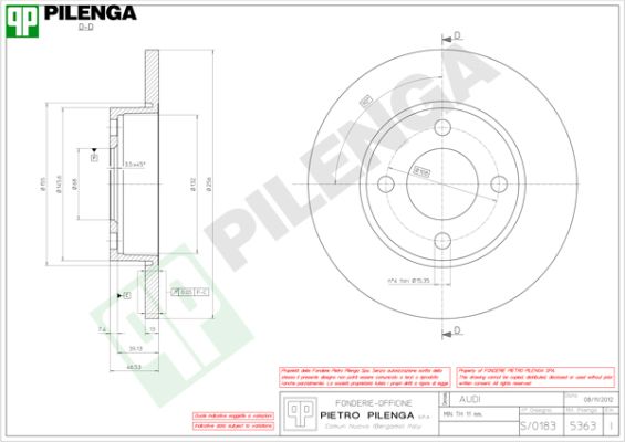 Диск тормозной PILENGA 5363