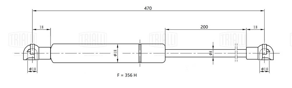 Упор газовый (амортизатор) для а/м renault sandero ii (14-) (крышки багажника) TRIALLI GS 0919