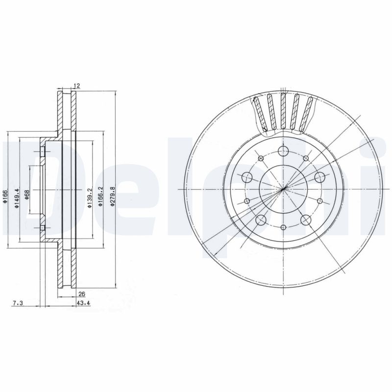 Диск тормозной DELPHI BG2841