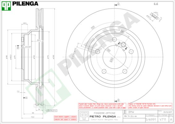 Диск тормозной PILENGA V711