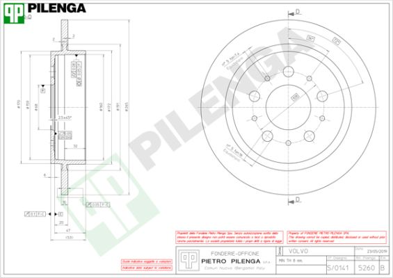 Диск тормозной PILENGA 5260