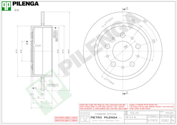 Тормозной диск PILENGA 5582