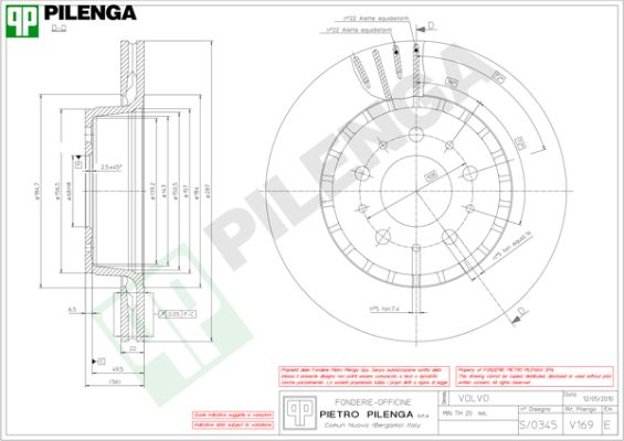 Диск тормозной PILENGA V169