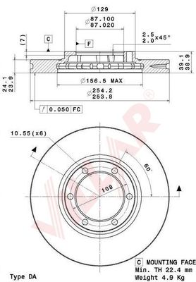 Диск тормозной VILLAR 628.2116