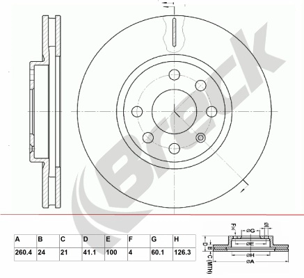 Диск тормозной BRECK BR 341 VA100