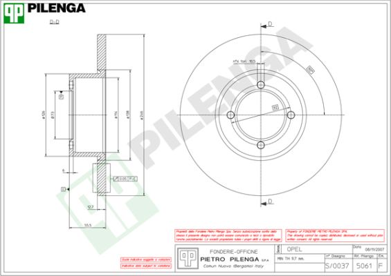 Диск тормозной PILENGA 5061