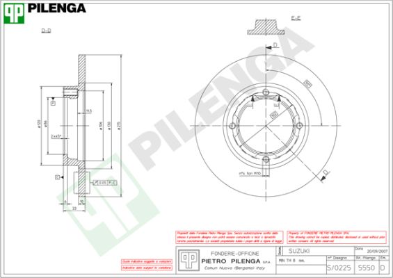 Диск тормозной PILENGA 5550