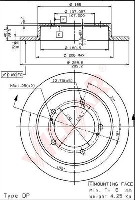Диск тормозной VILLAR 628.1095