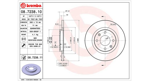 Диск тормозной MAGNETI MARELLI 360406040900