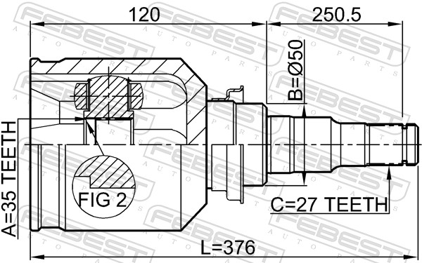 Шрус внутренний правый к-кт 35x50x27 FEBEST 0411-CW5RH
