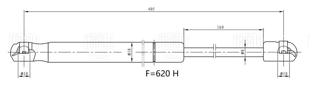 Упор газовый (амортизатор) для а/м renault duster (10-) (крышки багажника) (gs 0901) TRIALLI GS 0901