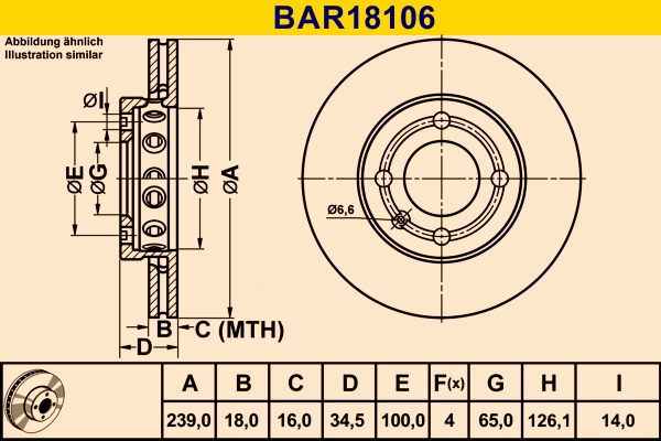 Диск тормозной BARUM BAR18106