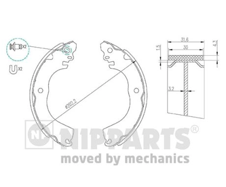 N3505049 колодки барабанные nissan tiida all 07 NIPPARTS N3505049