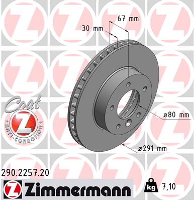 Диск тормозной ZIMMERMANN 290.2257.20