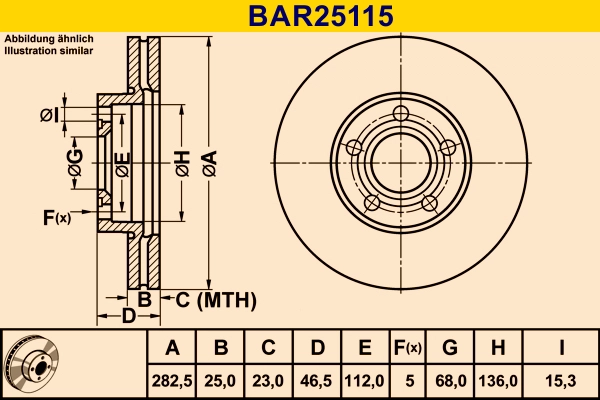Диск тормозной BARUM BAR25115