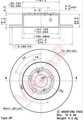 Диск тормозной VILLAR 628.2108