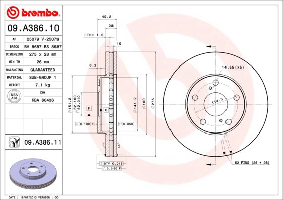 Диск тормозной BRECO BS 8687