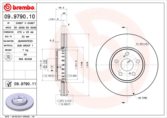 Диск тормозной BRECO BS 8586