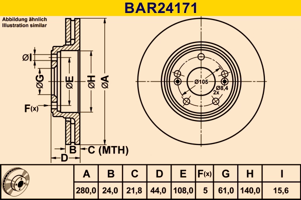 Диск тормозной BARUM BAR24171