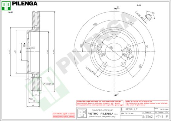 Диск тормозной PILENGA V748