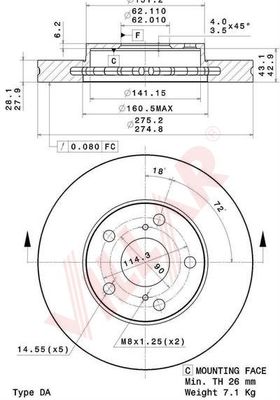 Диск тормозной VILLAR 628.2093